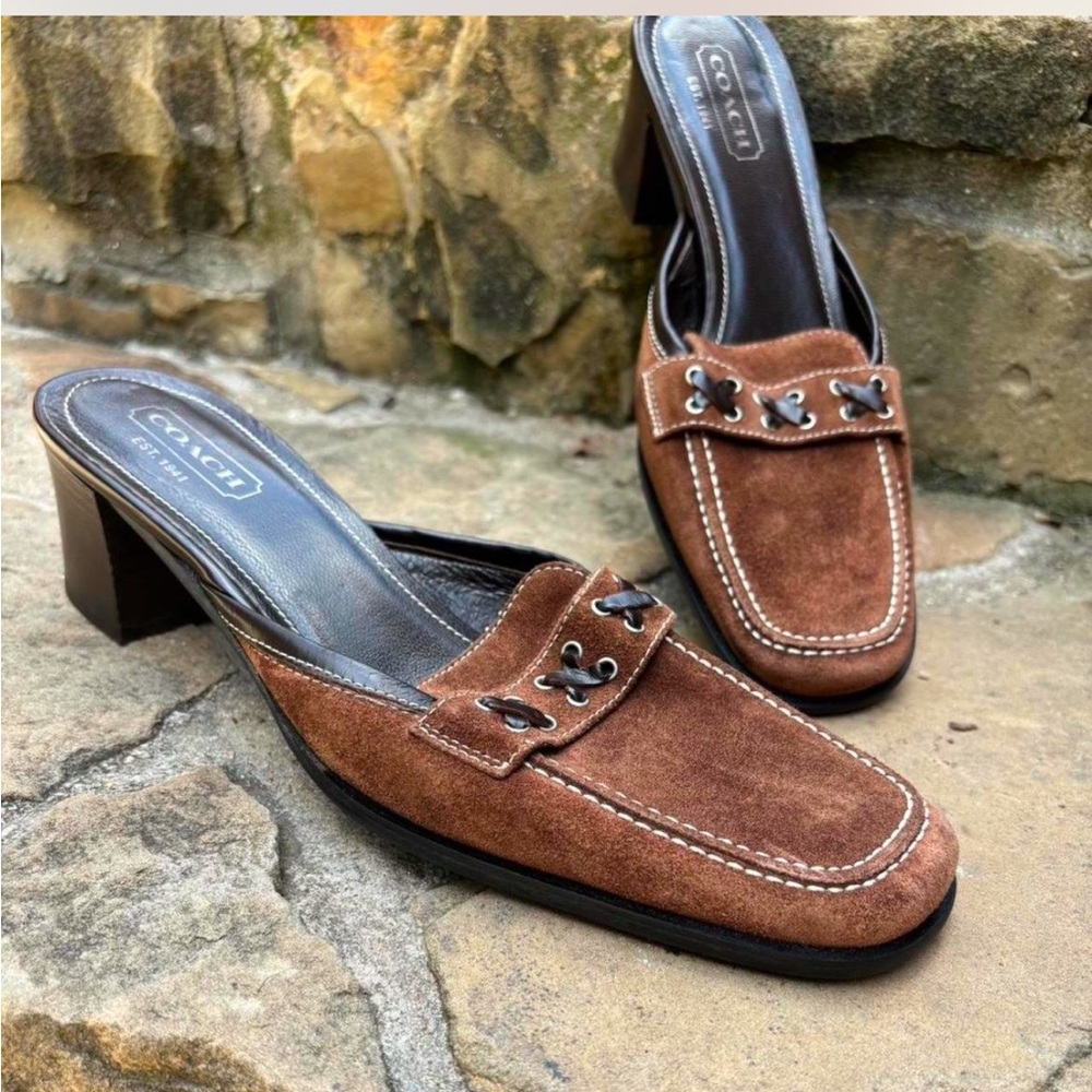 Vintage Coach Suede Mules